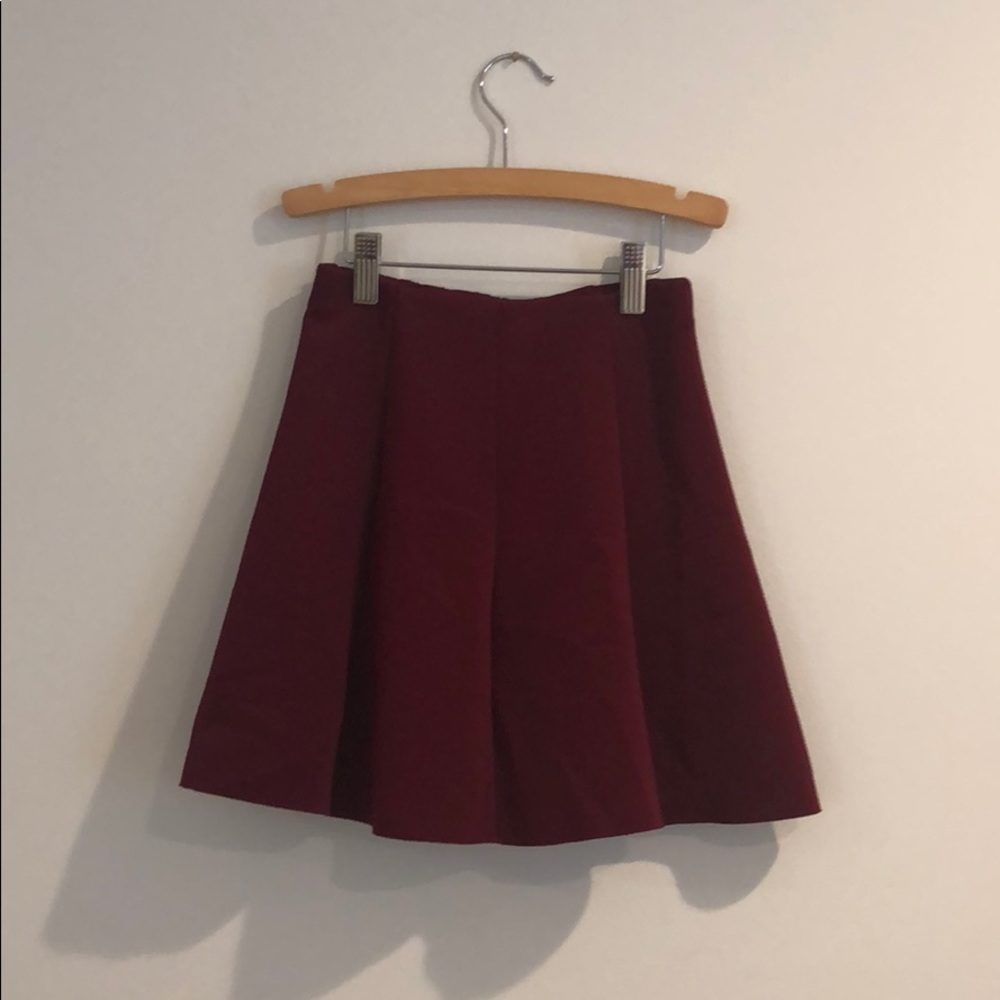 Burgundy mini skater skirt